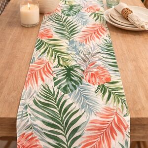 Tropical Palm Leaf Table Runner Coastal Botanical Spring Decor